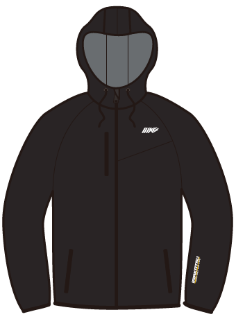 3 LAYER WIND PROTECT HEAT ZIP HOODIE ブラック（ホワイトロゴ）