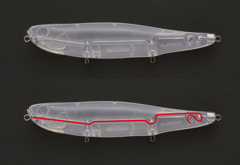 スラムドッグモンスターSW180は、メーターオーバーのシーバスやブリクラスの巨大魚を対象としているため、貫通式ワイヤーを採用しています。