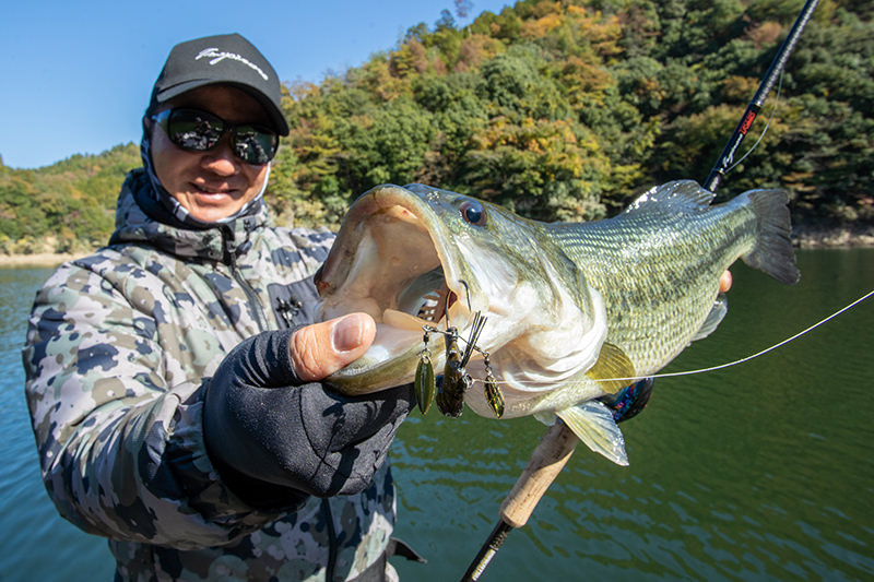 レイダウンやロックエリア魚礁などのハードカバーをガード付きラバージグと同じような感覚で使用できます。